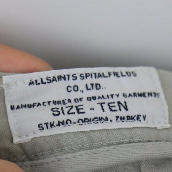 All Saints Spitalfield Farndale White Lowrise Short Cotton Shorts Size 10 - Picture 2 of 6